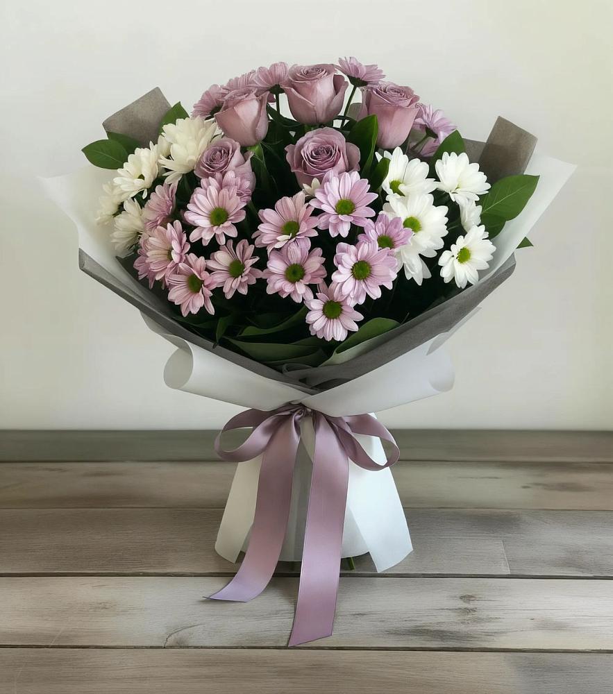 Букет цветов из: Хризантемы и Розы в Боровёнка