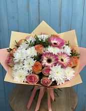 Букет цветов из:  Розы, Герберы и Хризантемы #REPLACE_PRED# Боровёнка