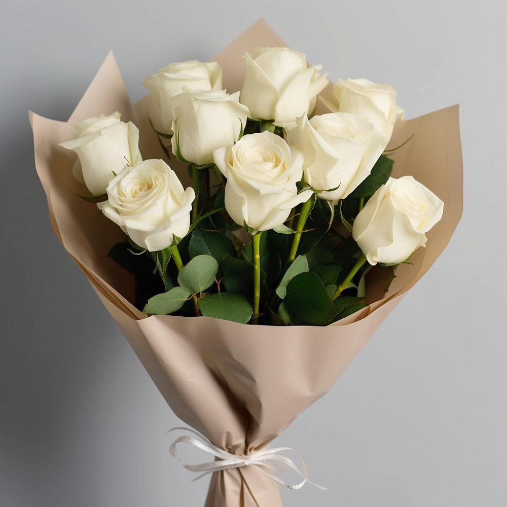 Букет 9 Белых роз Эдлесс Лав в Боровёнка