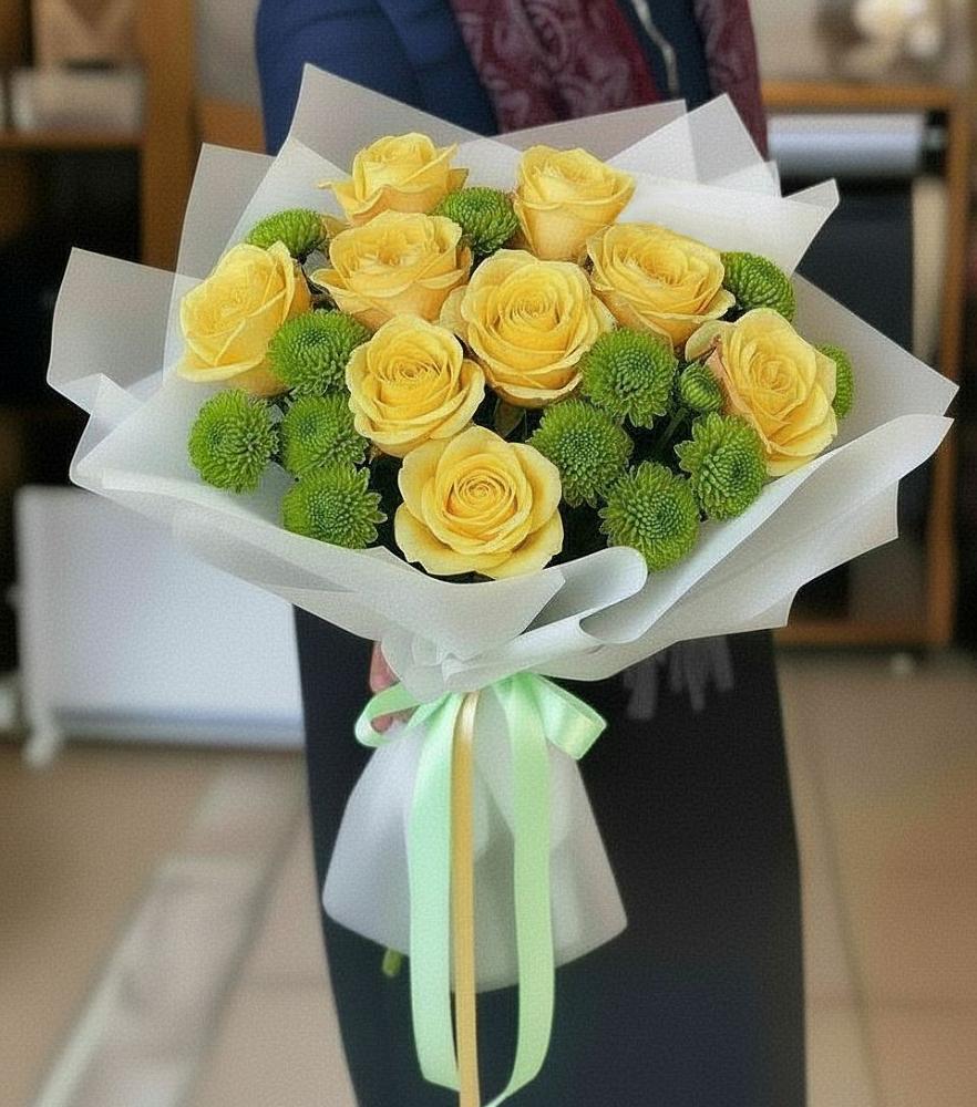 Букет цветов из: Хризантемы и Розы в Боровёнка