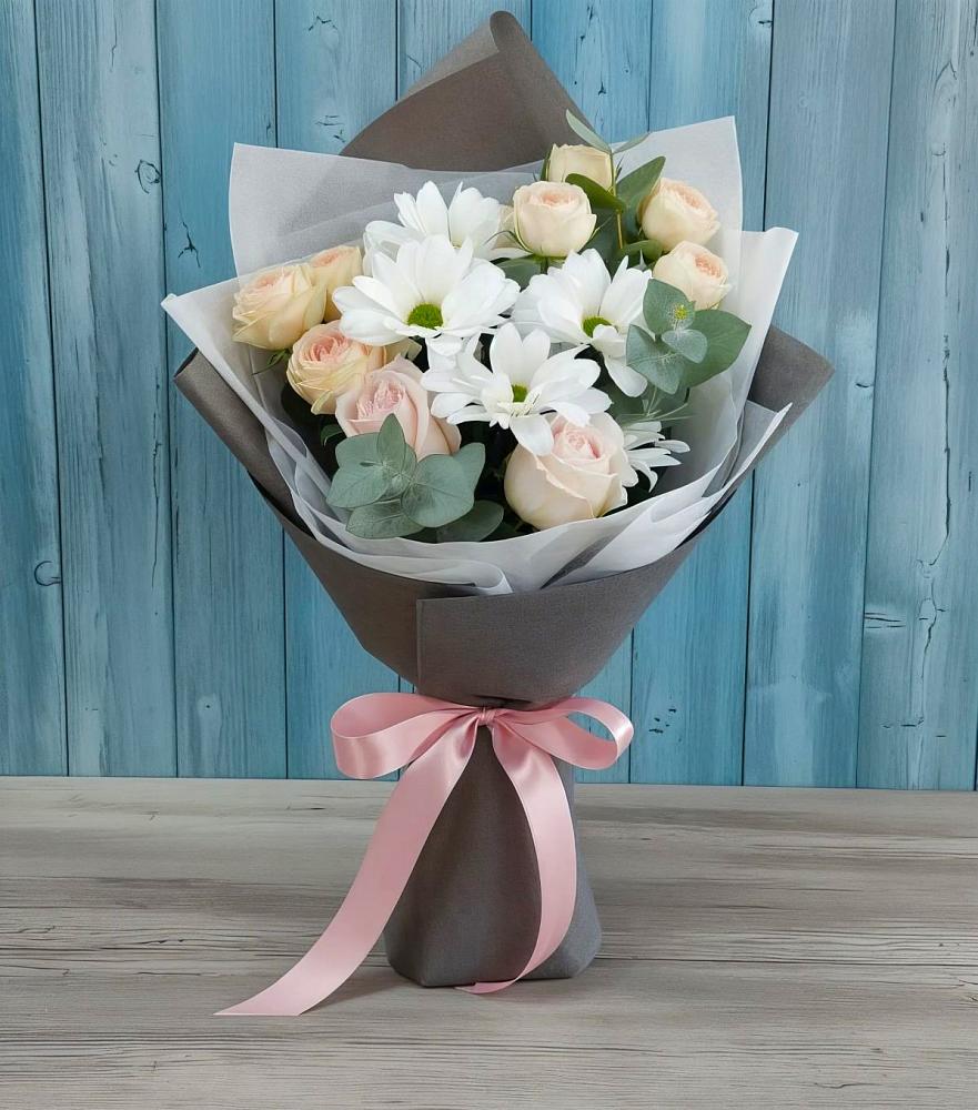 Букет цветов из: Хризантемы и Розы в Боровёнка