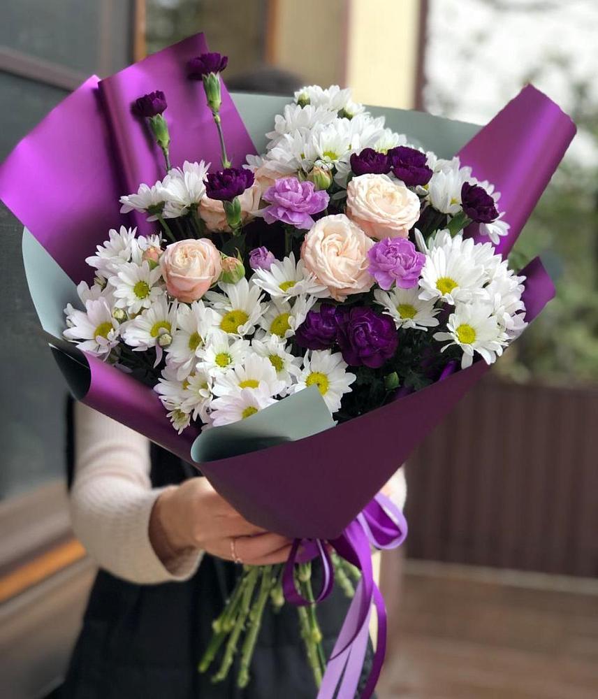 Букет цветов из: Хризантемы, Гвоздики и Розы в Боровёнка