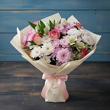 Букет цветов из:  Хризантемы, Альстромерии и Розы #REPLACE_PRED# Боровёнка