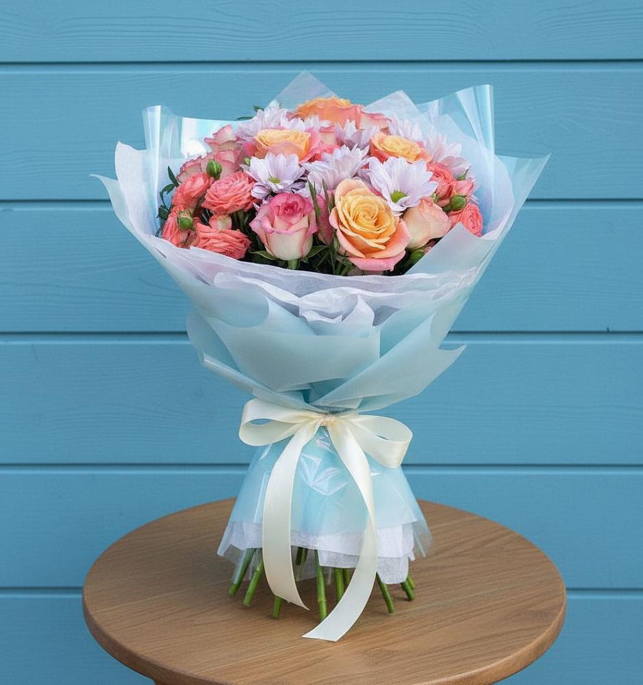 Букет цветов из: Хризантемы и Розы в Боровёнка