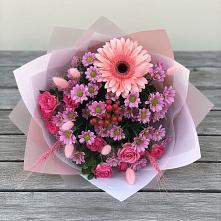 Букет цветов из:  Розы, Герберы и Хризантемы в Боровёнка