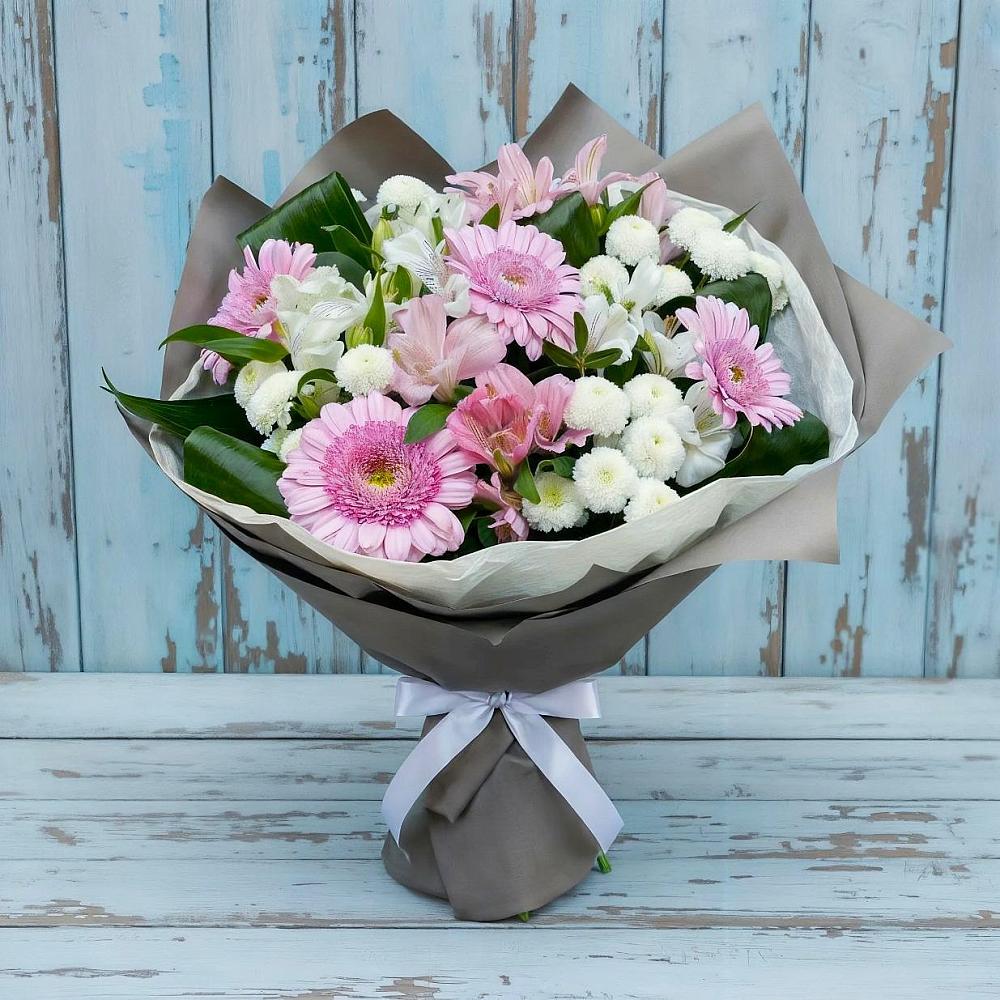 Букет цветов из: Герберы, Альстромерии и Хризантемы в Боровёнка