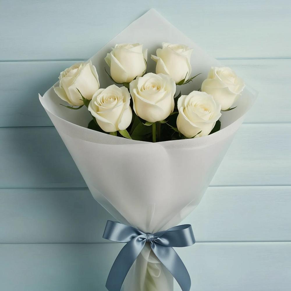 Букет 7 Белых роз Эдлесс Лав в Боровёнка